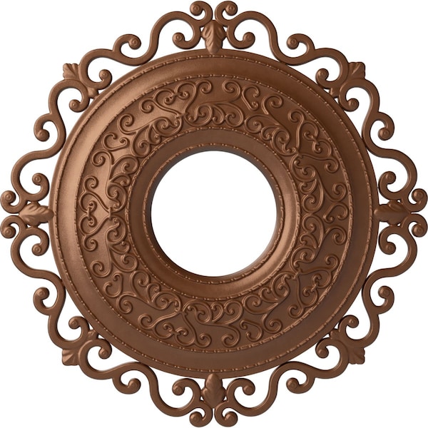 Ekena Millwork Orrington Ceiling Medallion (Canopies up to 6 1/4"), 22"OD x 6 1/4"ID x 1 3/4"P, Polished Copper CM22ORPOS - main
